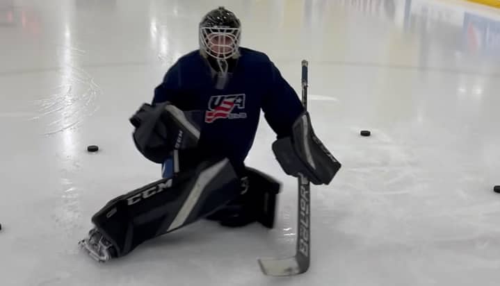 Goalie practicing agility